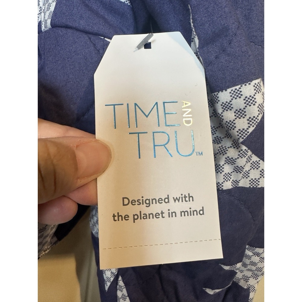 NWT Time and Tru Blue Stars Quilted Jacket Boxy Soft Cropped Sz XL‎ - Picture 6 of 7